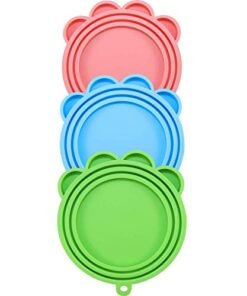 Vcalabashor Can Covers for Dogs and Cats, Soft Safe Silicone Can Lids, 3 Pack (Pink/Green/Blue)
