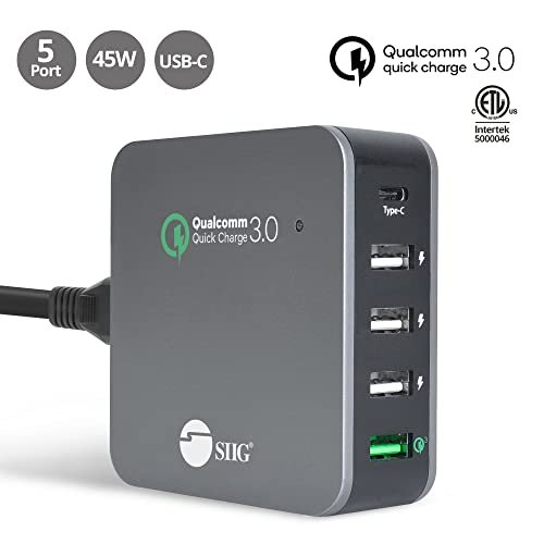 SIIG USB C Charger 5 Port 45W with Quick Charge 3.0 - Image 7