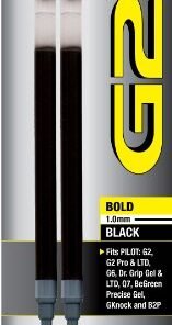 PILOT G2 Gel Ink Refills For Rolling Ball Pens, Bold Point, Black Ink, 2-Pack (77289)