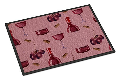 Caroline's Treasures Red Wine on Linen Door Mat
